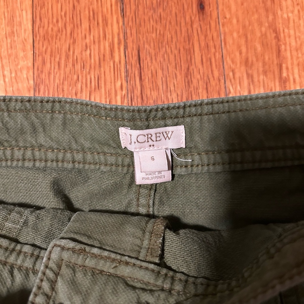 J. Crew Skirt Women 6 Green A line Front Slit Twill Cotton Casual Classic Preppy - Picture 2 of 6